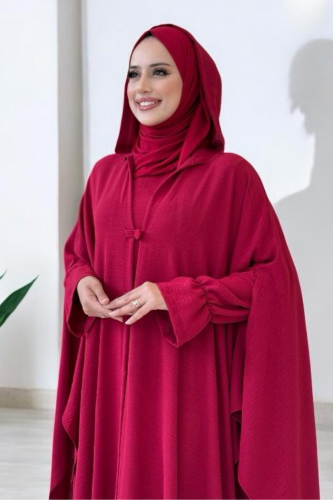 Tunik, Pantolon ve Abaya Üçlü Takım 8663 Bordo - 4