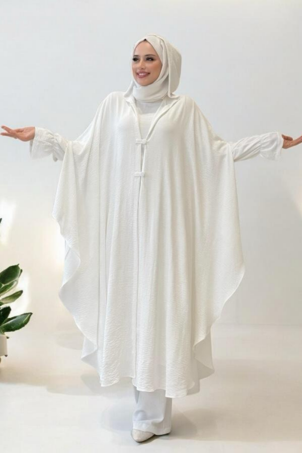 Tunik, Pantolon ve Abaya Üçlü Takım 8663 Ekru - 1