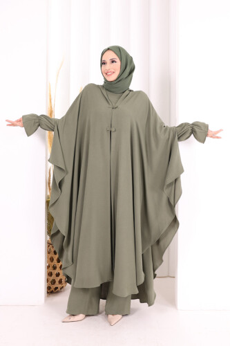 Tunik, Pantolon ve Abaya Üçlü Takım 8663 Haki - 2