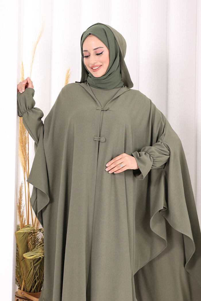 Tunik, Pantolon ve Abaya Üçlü Takım 8663 Haki - 5