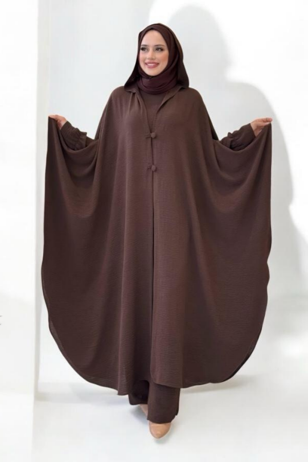 Tunik, Pantolon ve Abaya Üçlü Takım 8663 Kahverengi - 1