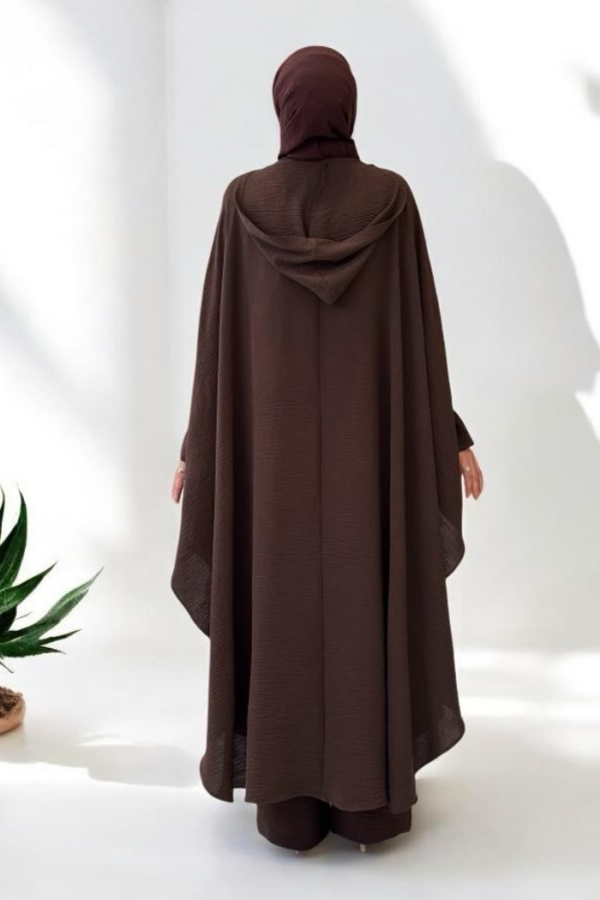 Tunik, Pantolon ve Abaya Üçlü Takım 8663 Kahverengi - 2