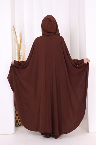 Tunik, Pantolon ve Abaya Üçlü Takım 8663 Kahverengi - 5