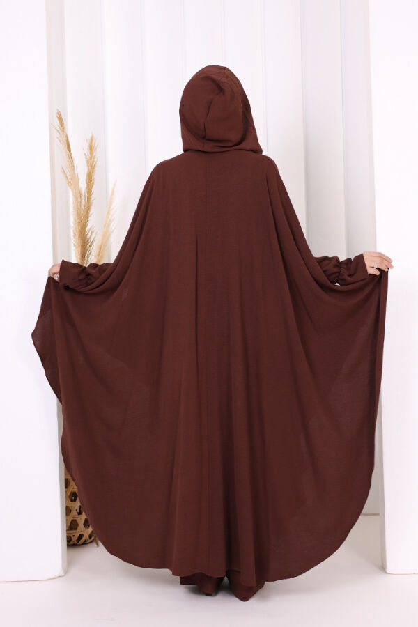 Tunik, Pantolon ve Abaya Üçlü Takım 8663 Kahverengi - 5