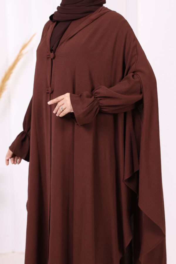 Tunik, Pantolon ve Abaya Üçlü Takım 8663 Kahverengi - 7