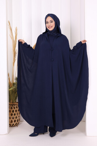 Tunik, Pantolon ve Abaya Üçlü Takım 8663 Lacivert