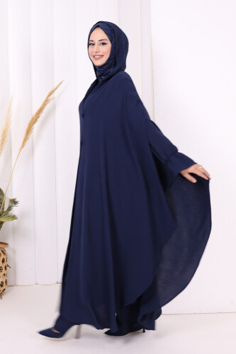 Tunik, Pantolon ve Abaya Üçlü Takım 8663 Lacivert - 4