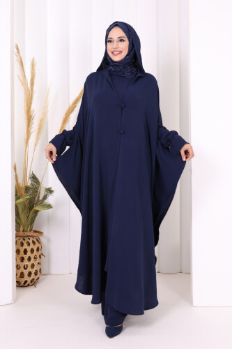 Tunik, Pantolon ve Abaya Üçlü Takım 8663 Lacivert - 5
