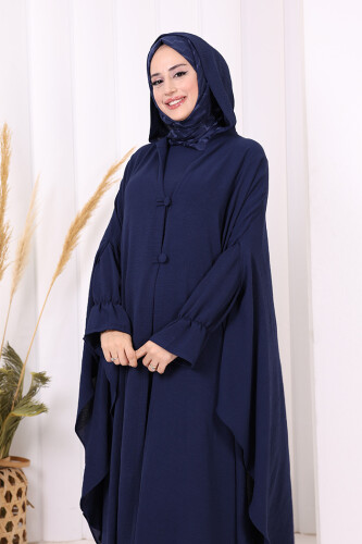 Tunik, Pantolon ve Abaya Üçlü Takım 8663 Lacivert - 6