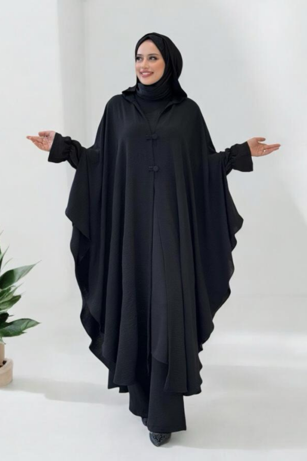 Tunik, Pantolon ve Abaya Üçlü Takım 8663 Siyah - 1
