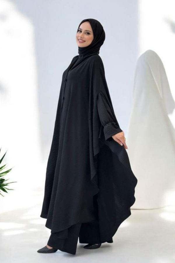 Tunik, Pantolon ve Abaya Üçlü Takım 8663 Siyah - 3