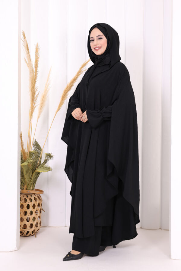 Tunik, Pantolon ve Abaya Üçlü Takım 8663 Siyah - 3