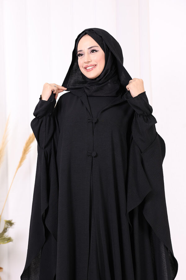 Tunik, Pantolon ve Abaya Üçlü Takım 8663 Siyah - 5