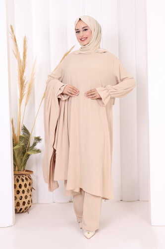 Tunik, Pantolon ve Abaya Üçlü Takım 8663 Taş 