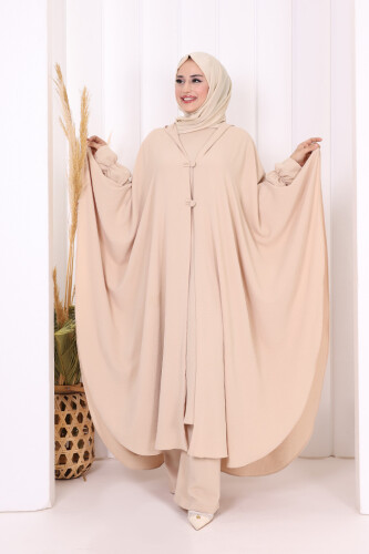 Tunik, Pantolon ve Abaya Üçlü Takım 8663 Taş