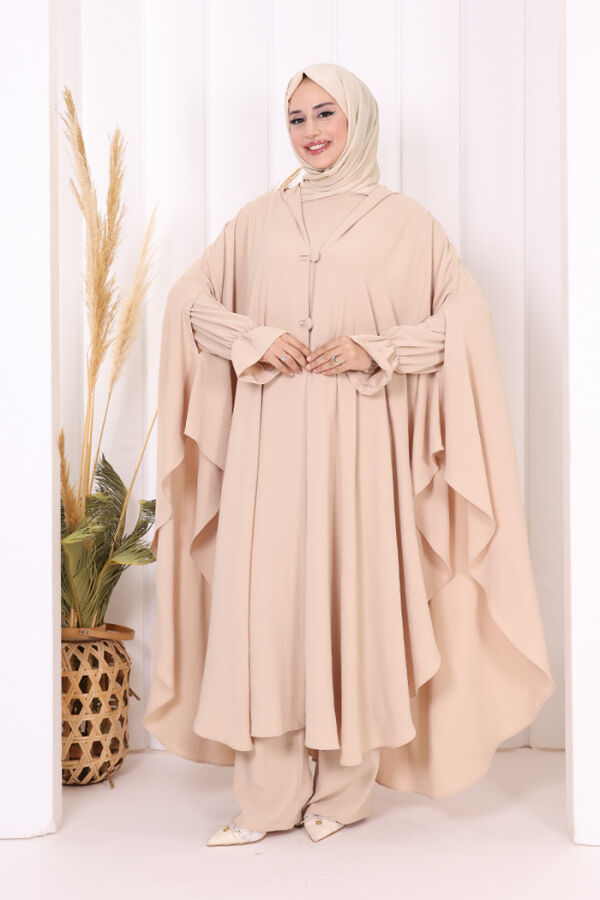 Tunik, Pantolon ve Abaya Üçlü Takım 8663 Taş - 3