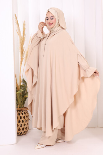 Tunik, Pantolon ve Abaya Üçlü Takım 8663 Taş - 4