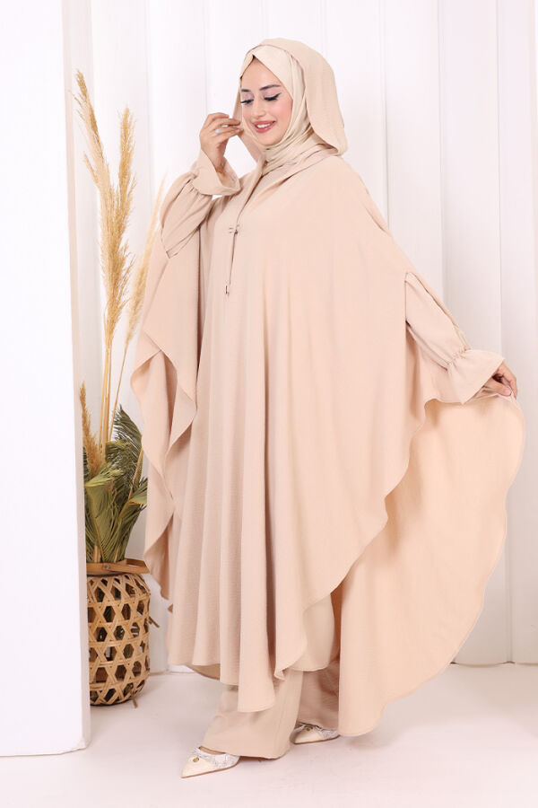 Tunik, Pantolon ve Abaya Üçlü Takım 8663 Taş - 4