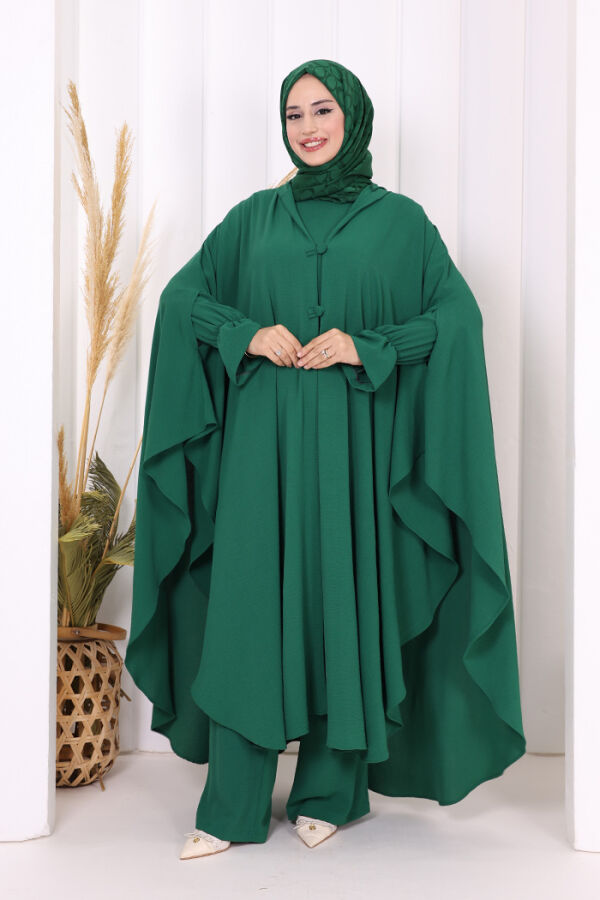 Tunik, Pantolon ve Abaya Üçlü Takım 8663 Zümrüt - 1