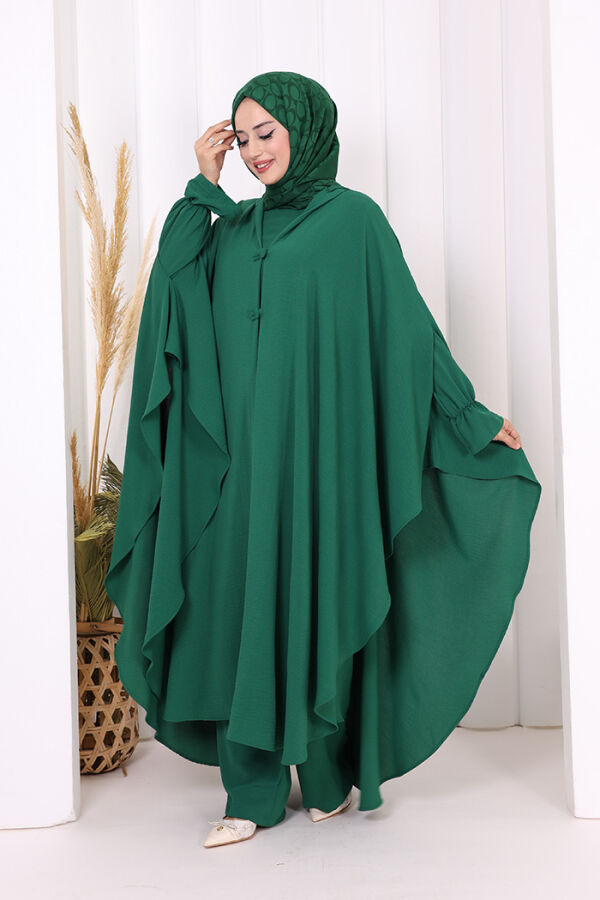 Tunik, Pantolon ve Abaya Üçlü Takım 8663 Zümrüt - 3