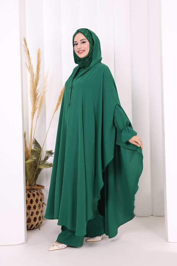 Tunik, Pantolon ve Abaya Üçlü Takım 8663 Zümrüt - 4
