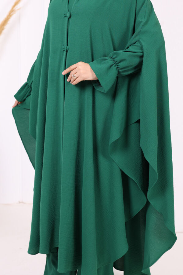 Tunik, Pantolon ve Abaya Üçlü Takım 8663 Zümrüt - 7