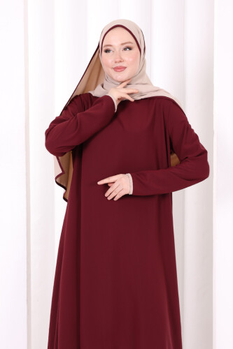 Tunik Şal ve Pantolon Üçlü Takım 8030 Bordo - 6