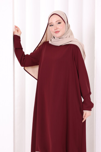 Tunik Şal ve Pantolon Üçlü Takım 8030 Bordo - 7