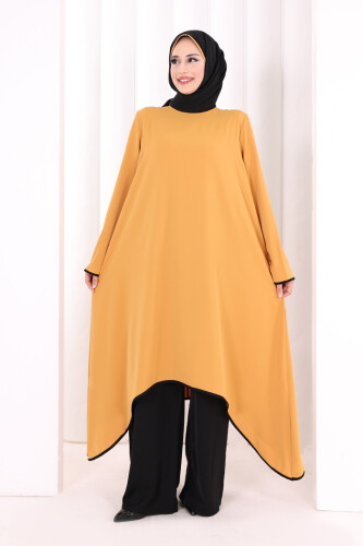 Tunik Şal ve Pantolon Üçlü Takım 8030 Hardal - 2