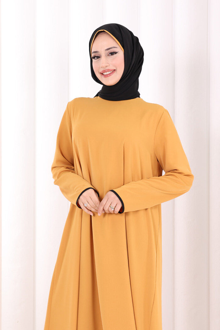 Tunik Şal ve Pantolon Üçlü Takım 8030 Hardal - 5