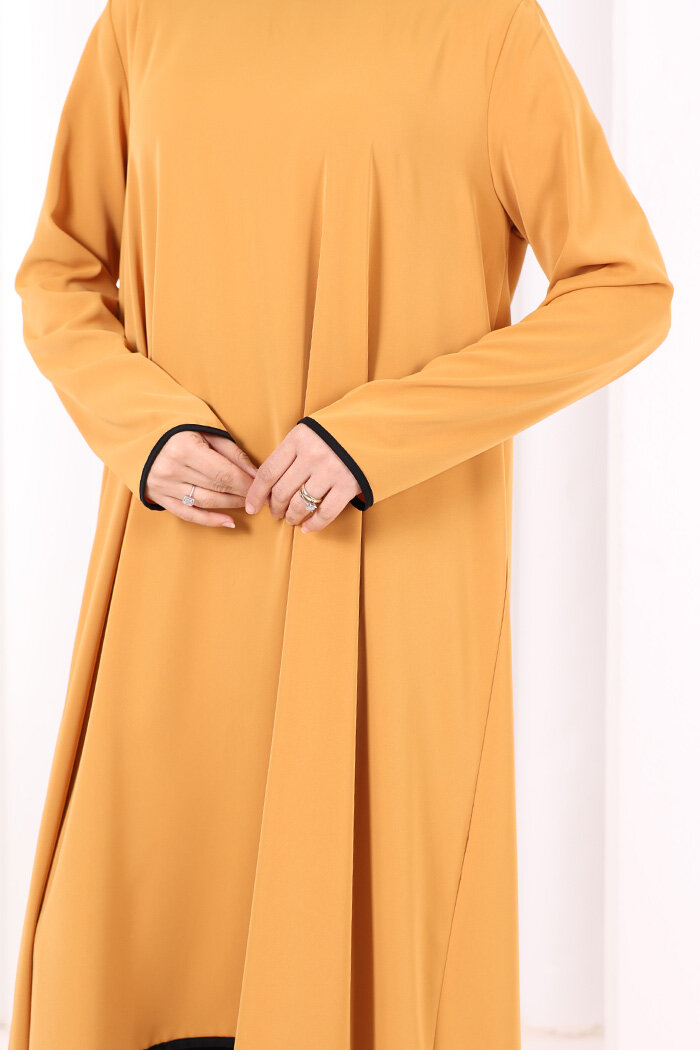 Tunik Şal ve Pantolon Üçlü Takım 8030 Hardal - 6