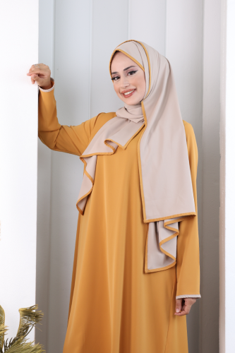Tunik Şal ve Pantolon Üçlü Takım 8030 Hardal - 5