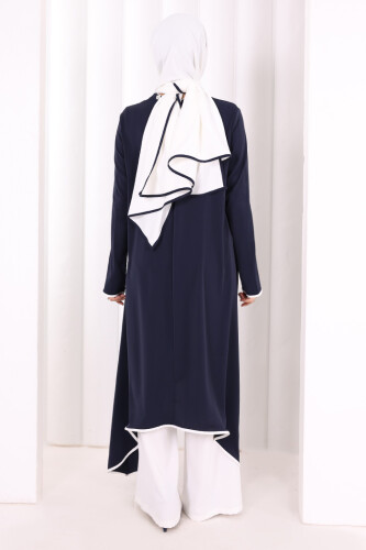 Tunik Şal ve Pantolon Üçlü Takım 8030 Lacivert - 4
