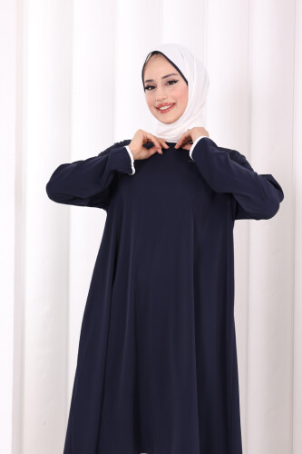 Tunik Şal ve Pantolon Üçlü Takım 8030 Lacivert - 5