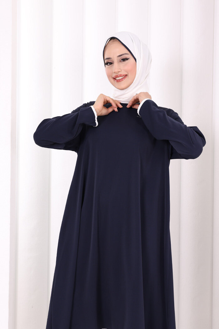 Tunik Şal ve Pantolon Üçlü Takım 8030 Lacivert - 5
