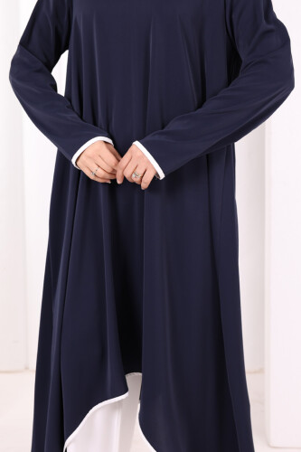 Tunik Şal ve Pantolon Üçlü Takım 8030 Lacivert - 6