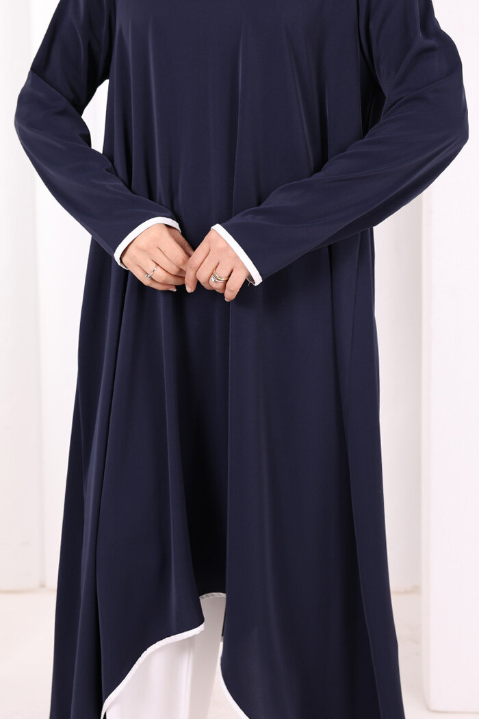 Tunik Şal ve Pantolon Üçlü Takım 8030 Lacivert - 6