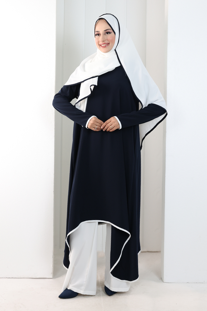Tunik Şal ve Pantolon Üçlü Takım 8030 Lacivert - 2