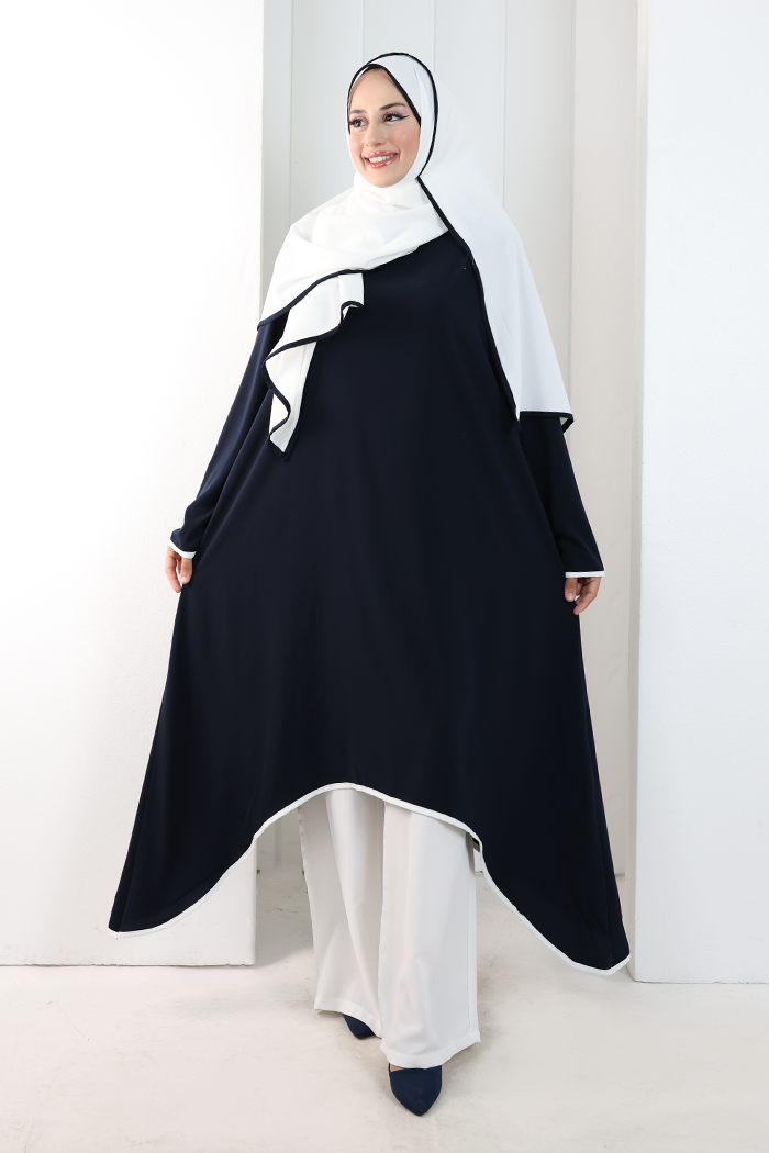Tunik Şal ve Pantolon Üçlü Takım 8030 Lacivert - 4