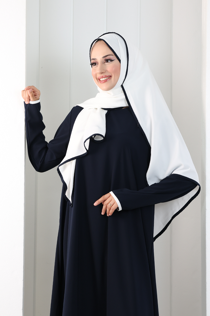 Tunik Şal ve Pantolon Üçlü Takım 8030 Lacivert - 10