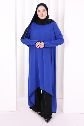 Tunik Şal ve Pantolon Üçlü Takım 8030 Saks - 2