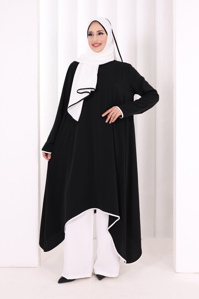 Tunik Şal ve Pantolon Üçlü Takım 8030 Siyah - 1