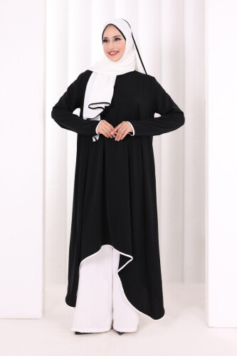 Tunik Şal ve Pantolon Üçlü Takım 8030 Siyah - 2