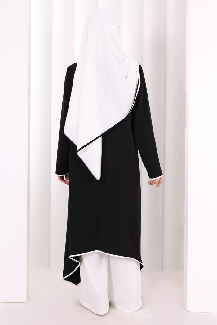 Tunik Şal ve Pantolon Üçlü Takım 8030 Siyah - 4