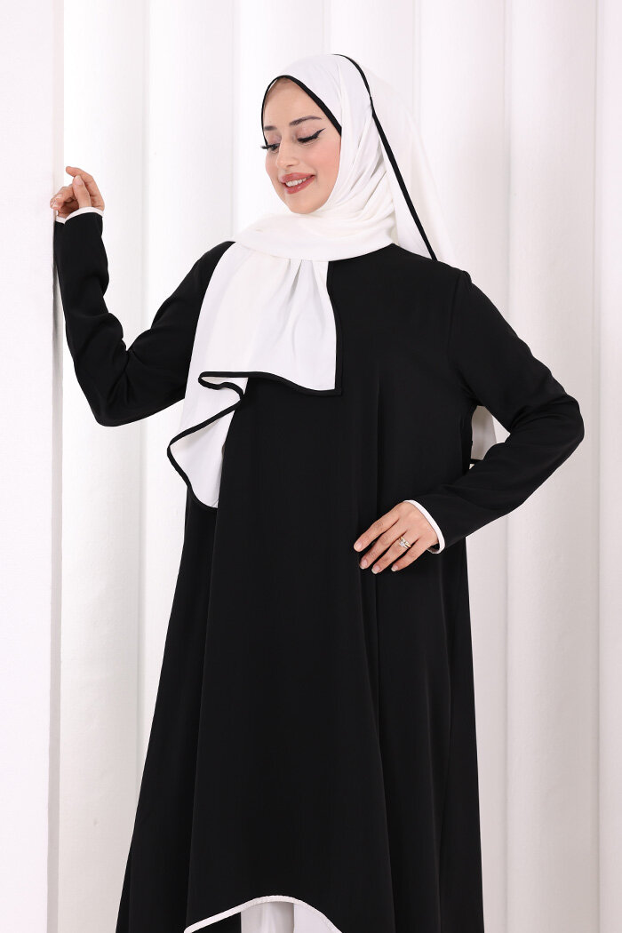 Tunik Şal ve Pantolon Üçlü Takım 8030 Siyah - 5