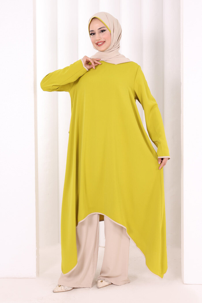 Tunik Şal ve Pantolon Üçlü Takım 8030 Yağ Yeşili - 3