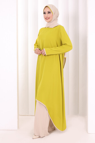 Tunik Şal ve Pantolon Üçlü Takım 8030 Yağ Yeşili - 4