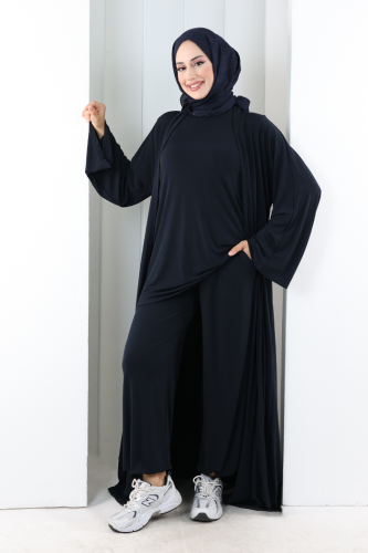 Uzun Hırkalı Üçlü Takım 8713 Lacivert