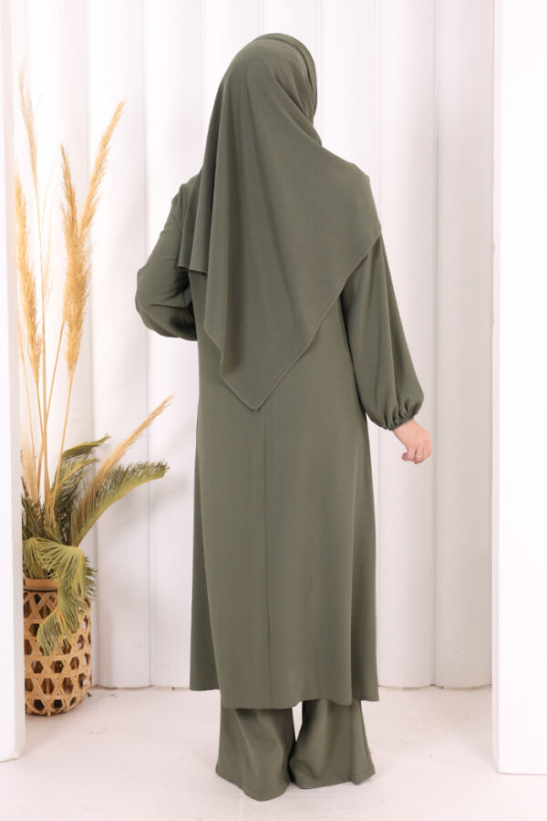 Verevli Tunik, Pantolon Takım Şal  HEDİYE   3937 Haki - 3