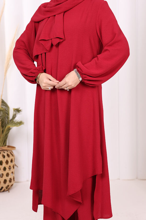 Verevli Tunik, Pantolon Takım Şal HEDİYE 3937 Bordo - 6